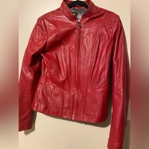 Danier Red Moto Jacket Size S